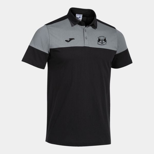 SRJFC Crew V Cotton Polo - Coaches - Black/Grey